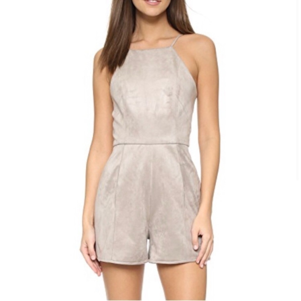 Black Halo Joaquin Playsuit Moondust Gray Romper Sleeveless Halter Sz 2